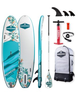 Pack Funbox Pro 10' Caribbean - Prancha Stand Up Paddle Surf Redwoodpaddle woven dupla camada caveira skull com pagaia carbono