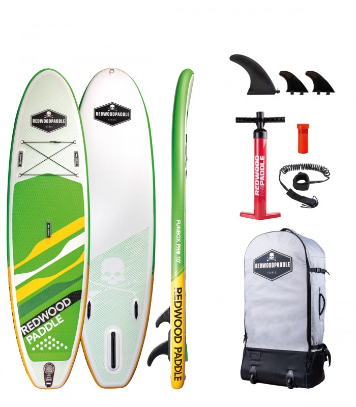 Funbox Pro 10′ Green - Prancha Stand Up Paddle Surf Redwoodpaddle woven dupla camada caveira skull