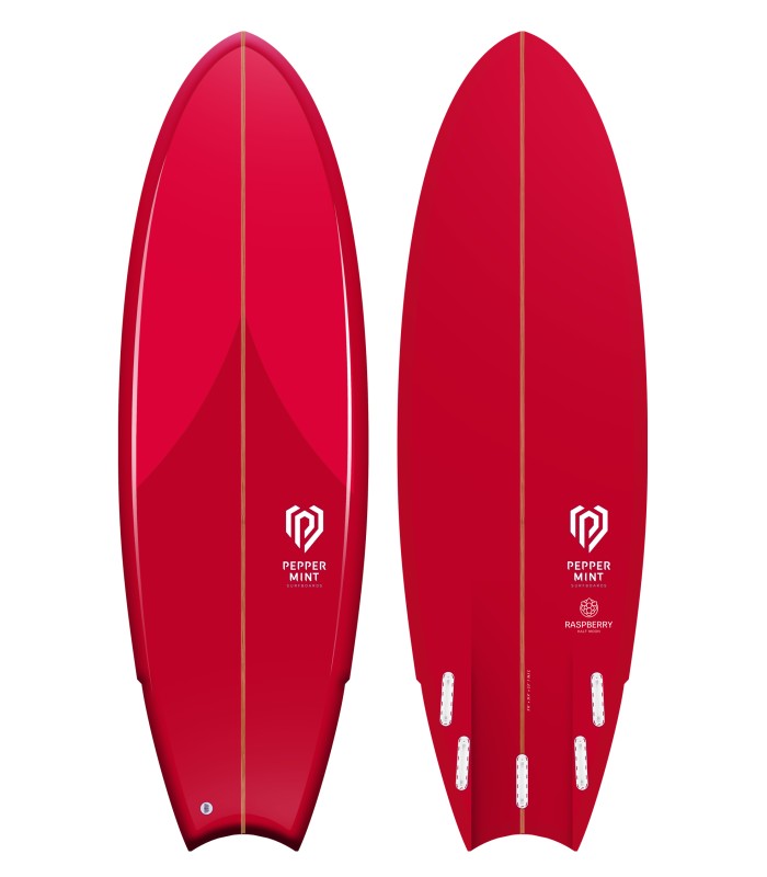 Prancha de surf en resina tintatda Peppermint Surfboards Half Moon 5'11 Raspberry