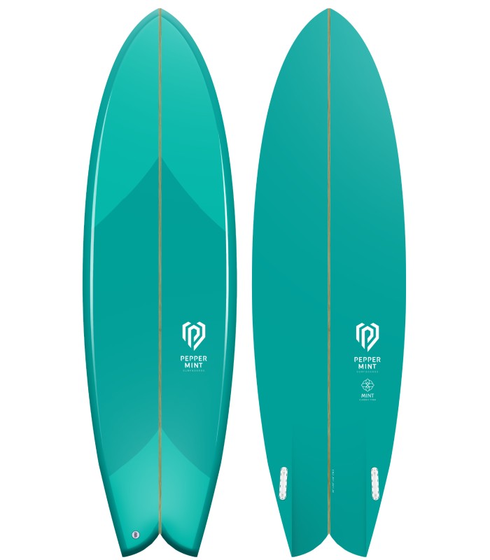 Prancha de surf en resina tintatda Peppermint Surfboards Classic Fish 6'6" Mint