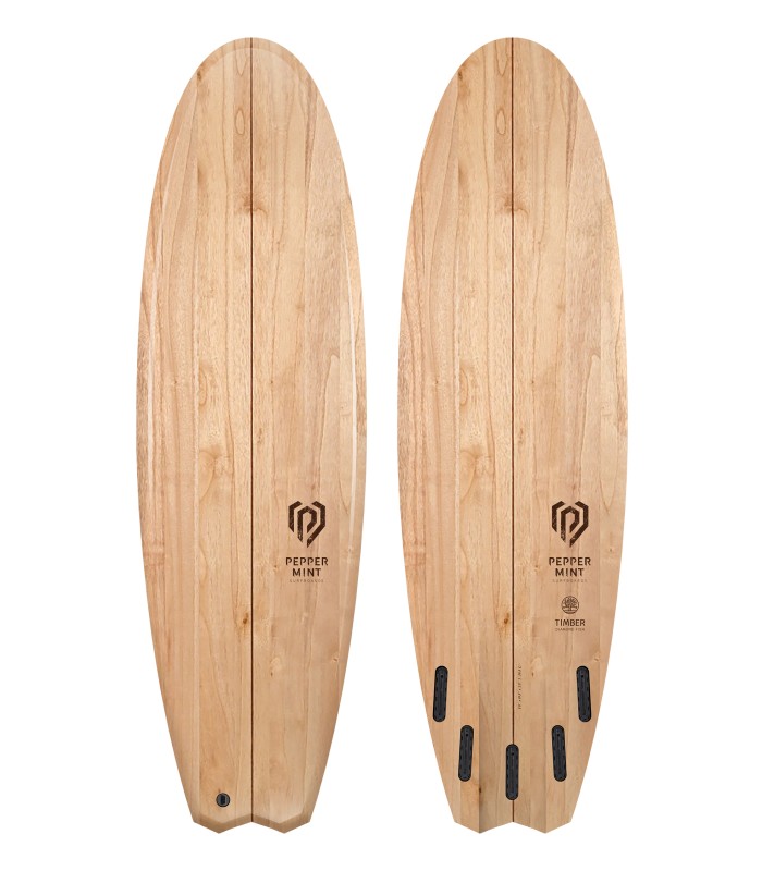 Tabla de surf en madeira natural Peppermint Surfboards Diamond Fish 5'8 Timber