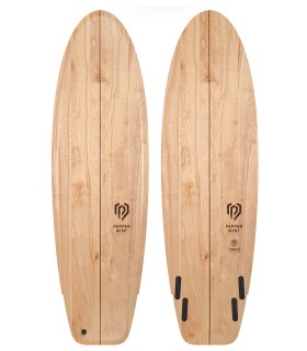 Prancha de surf en madeira natural Peppermint Surfboards Mini Muffin 6'2 Timber