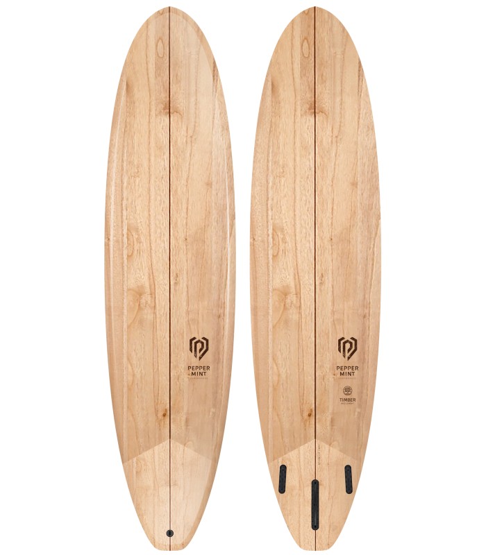 Prancha de surf en madeira natural Peppermint Surfboards Peppermint Mid Length 7'6" Timber